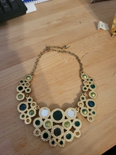 Vintage Designer Signed Kenneth Lane Green Rhinestone Statement Necklace - Picture 6 of 12