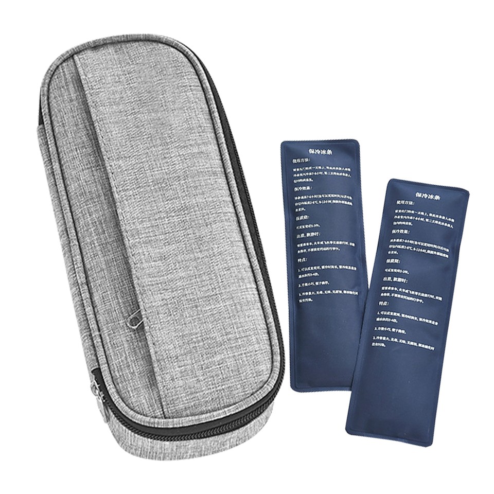 Rectangle With Ice Packs Zipper Closure For Diabetic Medical Cooler Bag