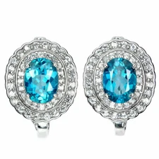 Silver Earrings Topaz Genuine Natural Mined Gems Solid Sterling Stud Design