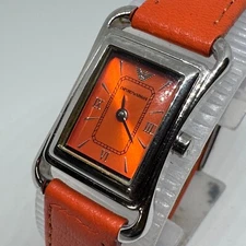 Emporio Armani Quartz Watch AR-5522 Women Silver Rectangle Leather New Battery