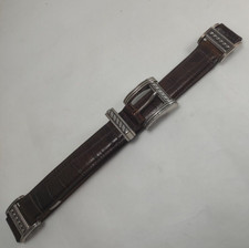 Vintage 1995 Onyx Brown Leather Belt Croc Embossed Silver Tone Hardware Size 28