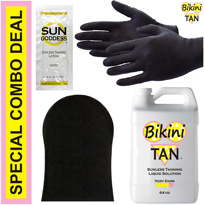 Best Spray Tan Solution - VERY DARK - 64 oz + Sunless Tanning Self Tanner Lotion