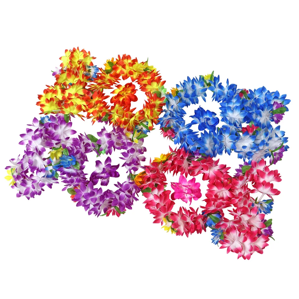 Juego de 16 piezas de diadema, pulsera y pinzas para el cabello Hawaiian Flower Leis fiesta Luau Foto 4 de 4
