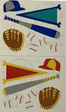 BASEBALL Stickers(16pc)2”x 3-1/4” Mrs.Grossman’s•Game •Glove•Bat•Pennant•Balls