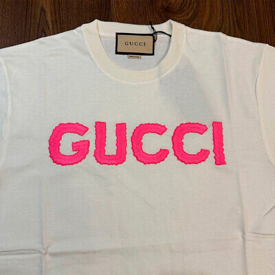 GUCCI Pink Embroidery Logo T-Shirt Short Sleeve Women Size S GUCCI Pink Embroidery Logo T-Shirt Short Sleeve Women Size S