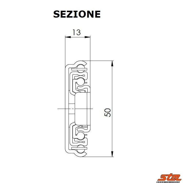 COPPIA GUIDE SCORREVOLI a SFERE per CASSETTI Portata 70 kg Estrazione Totale T50 - Immagine 2 di 3