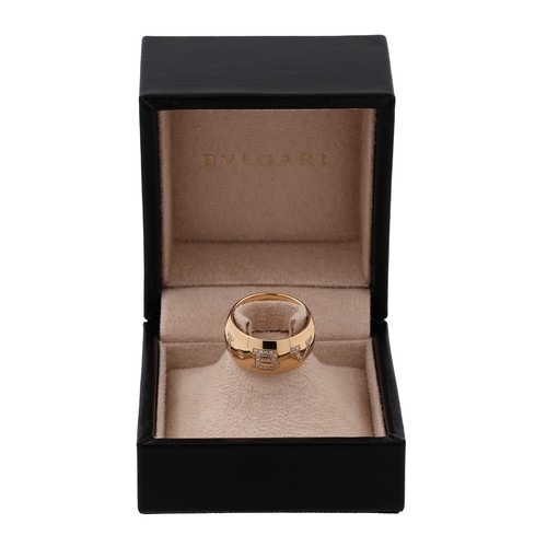Bvlgari Monologo Au750 Diamond Ring 18K Yellow Gold #55US 0.60 TW Size 7.25 - Picture 2 of 11