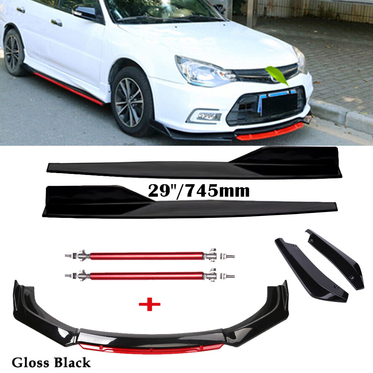 Front Bumper Lip Spoiler Splitter Rear Lip Side Skirt For Honda Accord 9th 9.5th