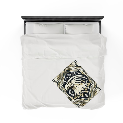Coperta peluche velluto alta classe americana art deco aquila motivo geometrico - Foto 11 di 16
