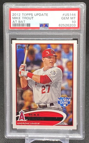 2012 Topps Update Mike Trout At Bat Los Angeles Angels #US144 PSA 10 GEM MT RV