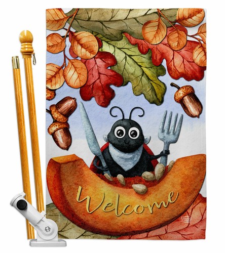 Hungry Ladybug Garden Flag Harvest & Autumn Fall Decorative Yard House Banner - Picture 6 of 17