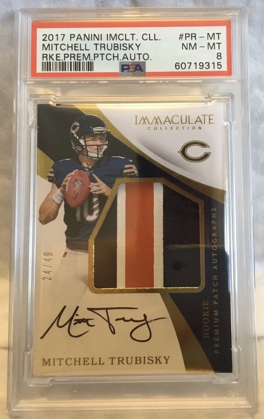 Mitchell Trubisky Panini Immaculate Collection Rookie Premium Patch Autograph #PRMT Base