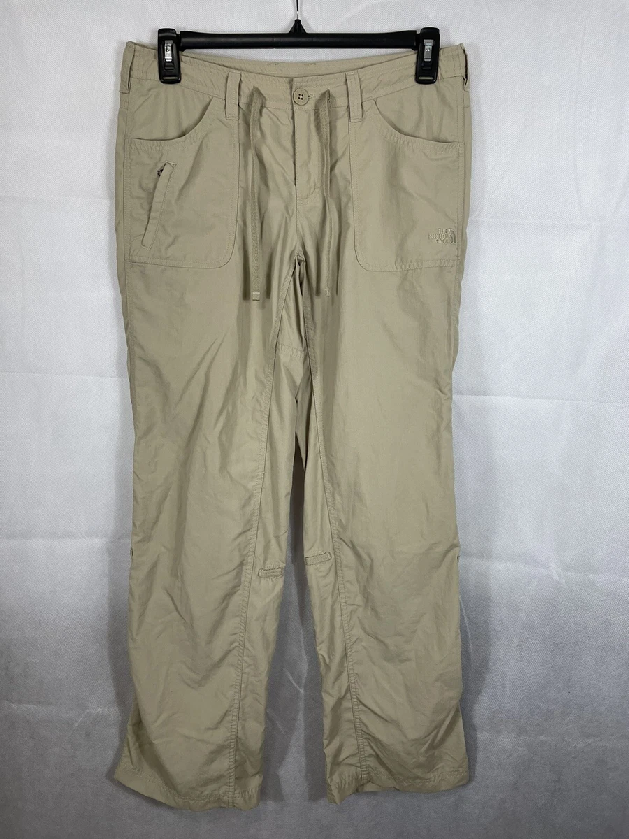 North Face Noble Stretch Hiking Pants Moab Khaki Roll Up Convertible Size 10 G2