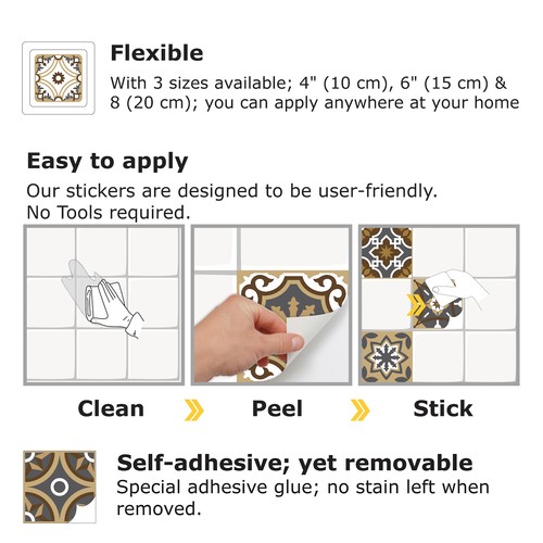 24pcs 6"x6" Dark Bronze Peel and Stick Tiles Sticker Backsplash Mosaic Decals - Picture 6 of 7