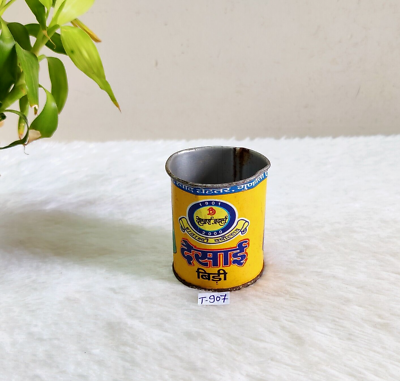 1950s Vintage Desai Bidi Cigarette Advertising Tin Box Collectible