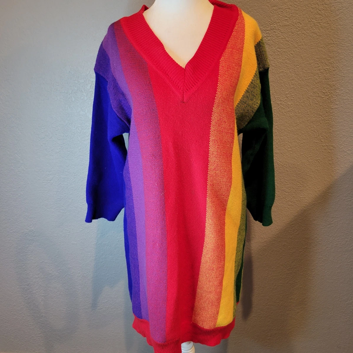 HOT DELICIOUS Rainbow Stripe sweater dress Size S M eBay