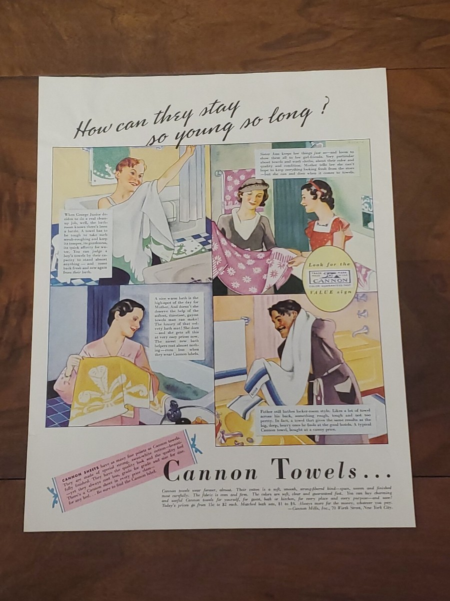Cannon Mills Various People Using Towels, 1933 Vintage