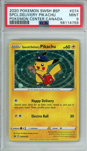 Pokemon Special Delivery Pikachu SWSH074 PSA 9 Pokemon Center Exclusive Promo