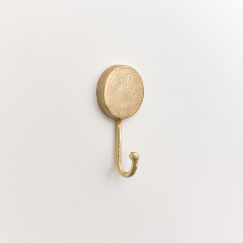 Round Gold Hammered Wall Hook coat hook wall storage gold decor - Picture 3 of 3
