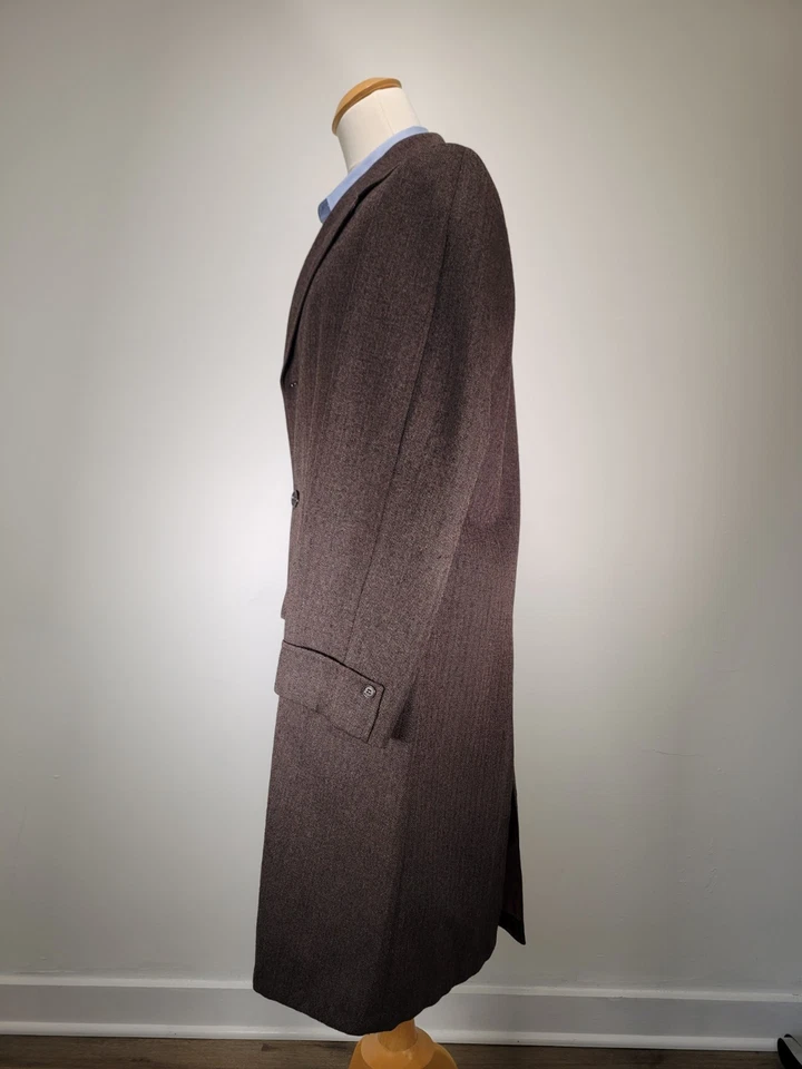 Abrigo vintage de tweed oliva espiga 42 para hombre media lona hecho en EE. UU. L Foto 3 de 4