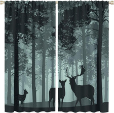 Wildlife Blackout Curtains for Kids Room - Bear, Moose  Giraffe Design 2 Panels