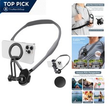 Neck Phone Holder Magnetic Vlog POV Chest Mount for iPhone Android Gray