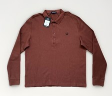 Image of FRED PERRY POLO SHIRT HONEYCOMB COTTON MENS SIZE XXL LONG SLEEVE SCOOTER MOD
