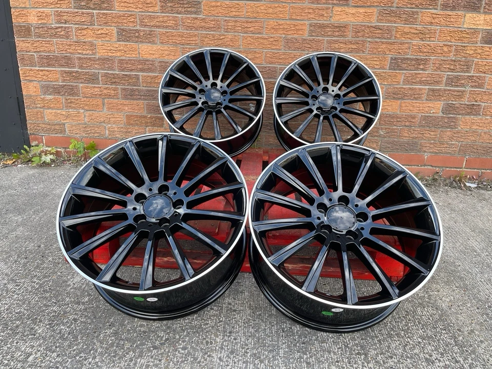 19"8/9 amg Black turbine Mercedes Benz c/e class c63 Alloy Wheels staggered - Image 2 of 4