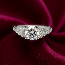 Diamond Engagement Ring 18k White Gold IGI Lab Grown 1.25 Ct Round Cut Size 5