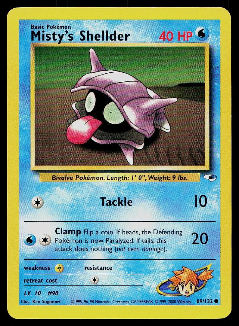Pokemon Card Gym Heroes Misty's Shellder 89/132 Unlimited Common