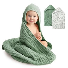 Baby Bath Towels, 100 Muslin Cotton Hooded Baby Towels for Newborn, 2 Pack B...