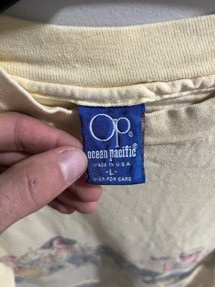 Camisa envolvente vintage rara Ocean Pacific 1988 líderes mundiales Gaddafi Stalin Foto 4 de 4