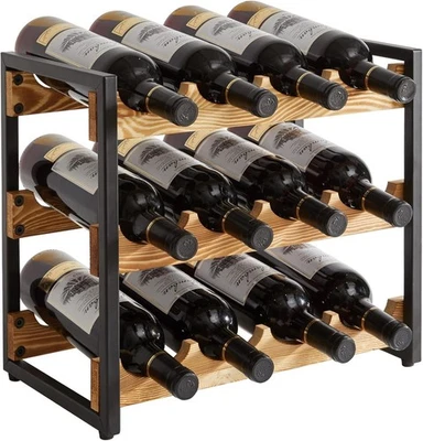 IBUYKE Industrielles Weinregal, Flaschenregal Stapelbar, 3 Etagen - 12 Flaschen - Bild 1 von 4