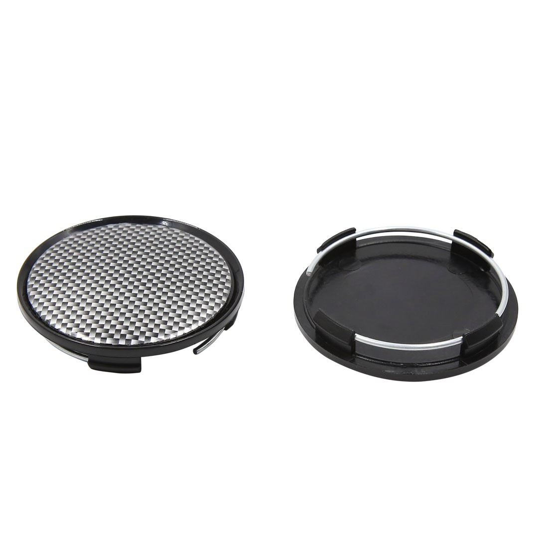 4pcs Black Carbon Fiber Pattern 63mm Dia 4 Clips Wheel Tyre Center Hub Cap Cover