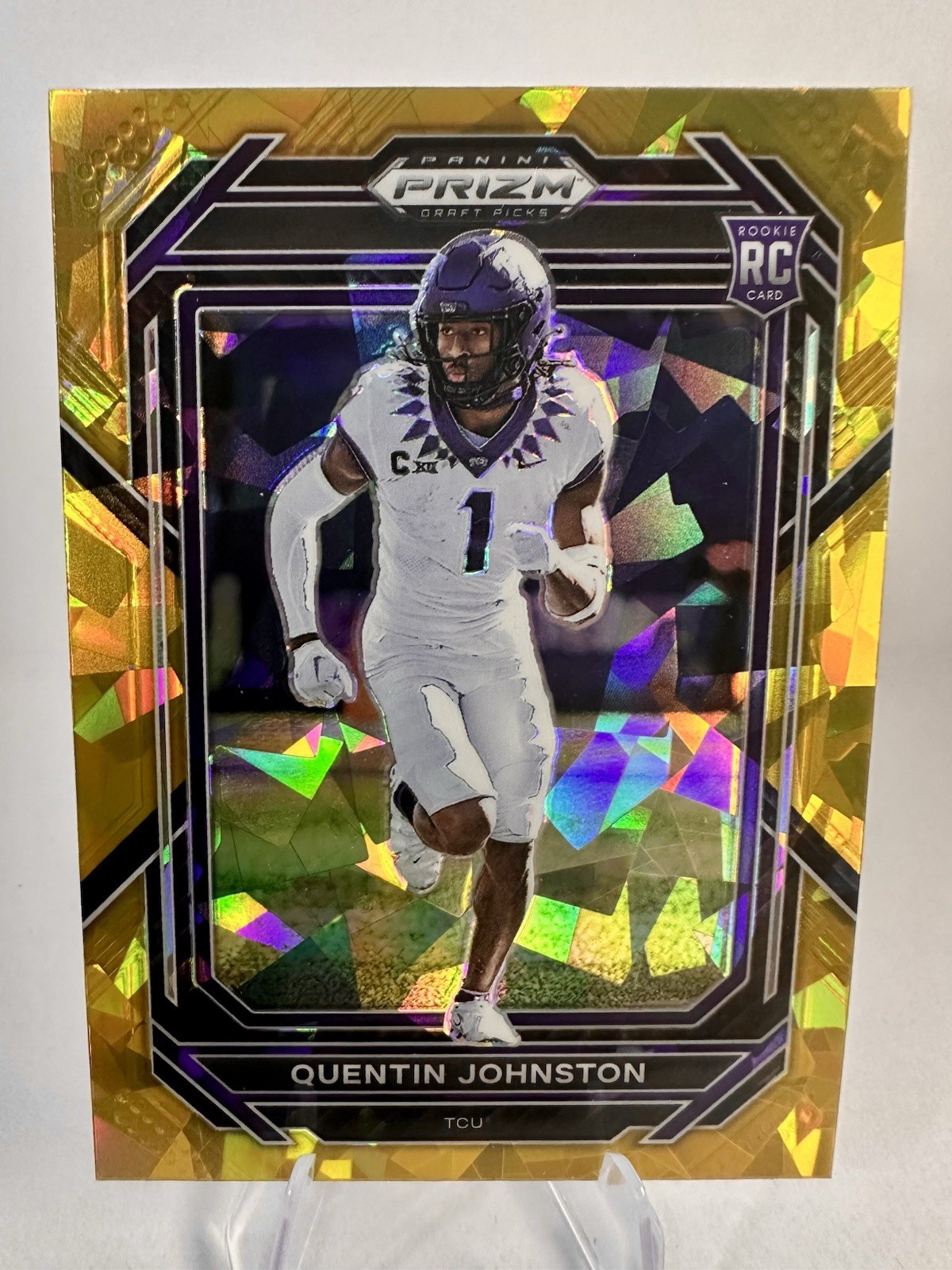 2023 Panini Prizm Draft Picks - Quentin Johnston #138 Gold Ice Prizm (RC)