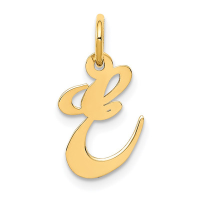 14k Gelbgold kleine ausgefallene Schrift Buchstabe E Initiale Charm Anhänger
