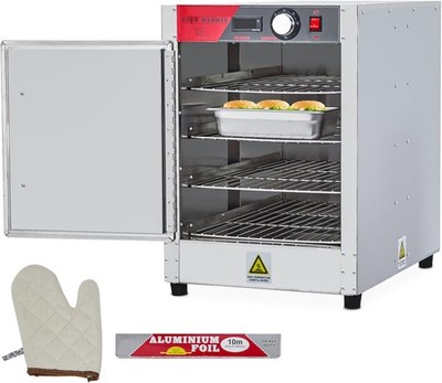 4-Tier Hot Box Food Warmer 850W Stainless Heated Cabinet w/ Water Tray 150°F