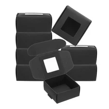 3.3"x3.3"x1.4" Paper Soap Box with Window, 20 Pack Soap Boxes Square, Black