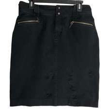 Y2K Lauren Ralph Lauren Skirt Suze 8 Black Zipped Pockets Cotton Blend PUCKERING