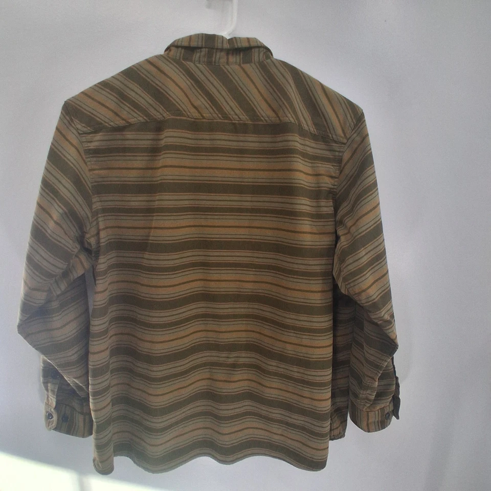 Duluth Alaskan Hardgear Untucked 条纹棕色法兰绒男式 3X 重量级 — 第 2/4 张图片