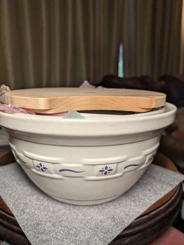 Vtg Set 4 Longaberger Pottery WOVEN TRADITIONS CLASSIC BLUE Nested Mixing Bowls - Picture 2 of 24