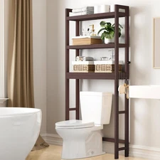Smiry Over The Toilet Storage Cabinet, 3-Tier Bamboo Bathroom Organizers with...
