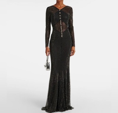 Self-Portrait Embellished fishnet gown