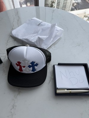 Chrome Hearts Triple Cross - white/ red/ blue Trucker Hat | eBay