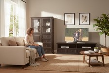 Highboard Schrank Mexico - Pinie Massivholz schwarz-braun - Kolonialstilmöbel