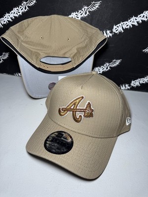 NWT New Era 9Forty Atlanta Braves Logo Khaki Ripstop Light Brown Snapback Hat