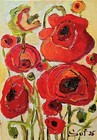 Original Oil Painting 5"by 7" Handmade Abstract Floral poppies On Canvas Panel