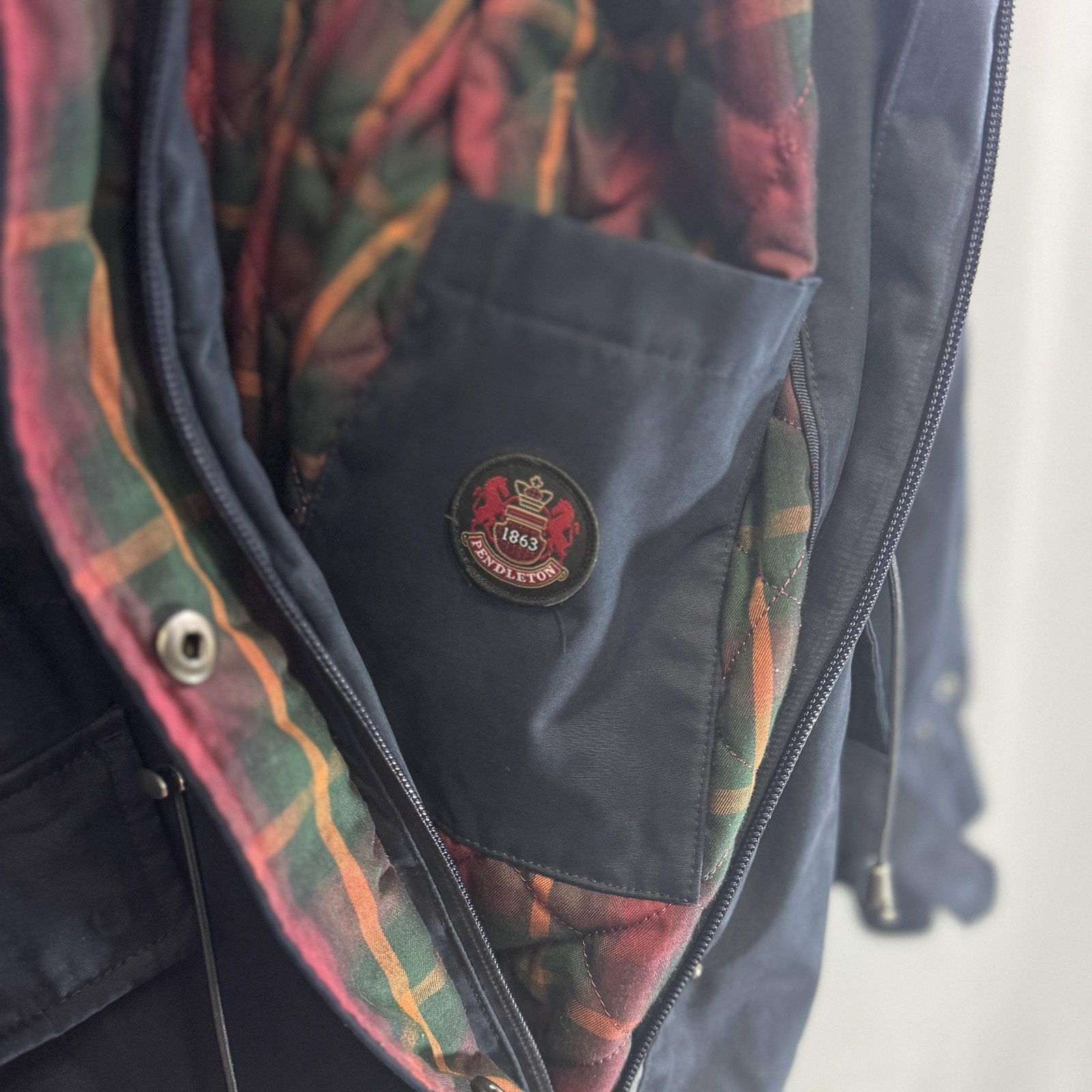 Pendleton Jacket Womens Medium Navy Blue Hooded P… - image 6