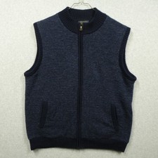 Pendleton Vest Mens Large Blue Striped Washable Shetland Wool Fleece Lined