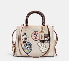 NWT Coach  X Disney Rouge Bag 25 With Patches In Pebble Leather  Style No 69182